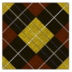 Modern Yellow Golden Plaid Square Satin Scarf (36  X 36 ) by ConteMonfrey