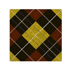 Modern Yellow Golden Plaid Square Satin Scarf (30  X 30 ) by ConteMonfrey