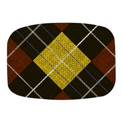 Modern Yellow Golden Plaid Mini Square Pill Box by ConteMonfrey