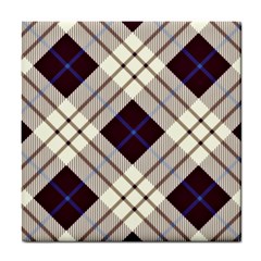 Blue, purple and white diagonal plaids Tile Coaster