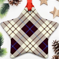 Blue, purple and white diagonal plaids Ornament (Star)