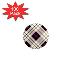 Blue, purple and white diagonal plaids 1  Mini Magnets (100 pack) 