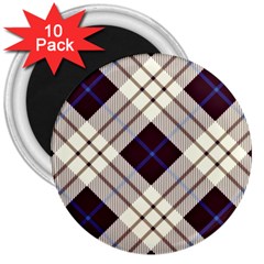 Blue, Purple And White Diagonal Plaids 3  Magnets (10 Pack)  by ConteMonfrey