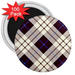 Blue, purple and white diagonal plaids 3  Magnets (100 pack)