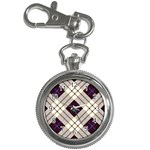 Blue, purple and white diagonal plaids Key Chain Watches Front