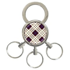 Blue, purple and white diagonal plaids 3-Ring Key Chain