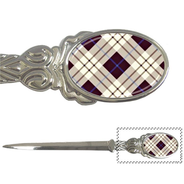 Blue, purple and white diagonal plaids Letter Opener