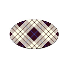 Blue, purple and white diagonal plaids Sticker (Oval)