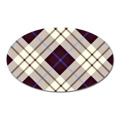 Blue, purple and white diagonal plaids Oval Magnet