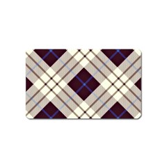 Blue, purple and white diagonal plaids Magnet (Name Card)