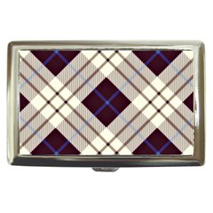 Blue, Purple And White Diagonal Plaids Cigarette Money Case by ConteMonfrey