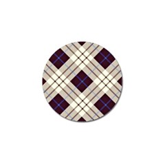 Blue, purple and white diagonal plaids Golf Ball Marker