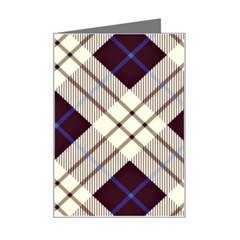 Blue, Purple And White Diagonal Plaids Mini Greeting Card by ConteMonfrey