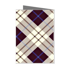 Blue, Purple And White Diagonal Plaids Mini Greeting Cards (pkg Of 8)