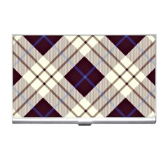 Blue, purple and white diagonal plaids Business Card Holder