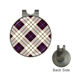 Blue, purple and white diagonal plaids Hat Clips with Golf Markers