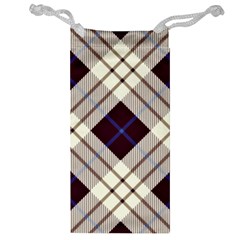 Blue, purple and white diagonal plaids Jewelry Bag