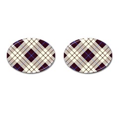 Blue, purple and white diagonal plaids Cufflinks (Oval)