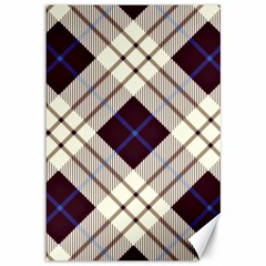 Blue, Purple And White Diagonal Plaids Canvas 12  X 18  by ConteMonfrey