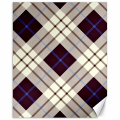 Blue, purple and white diagonal plaids Canvas 16  x 20 