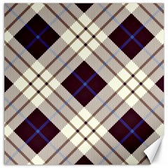 Blue, purple and white diagonal plaids Canvas 20  x 20 