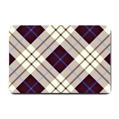 Blue, purple and white diagonal plaids Small Doormat