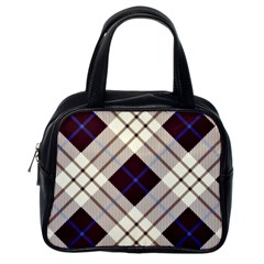 Blue, purple and white diagonal plaids Classic Handbag (One Side)