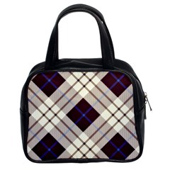 Blue, purple and white diagonal plaids Classic Handbag (Two Sides)