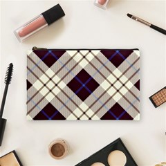 Blue, purple and white diagonal plaids Cosmetic Bag (Medium)