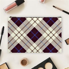 Blue, purple and white diagonal plaids Cosmetic Bag (Large)