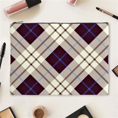 Blue, Purple And White Diagonal Plaids Cosmetic Bag (xl) by ConteMonfrey