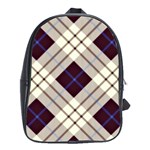 Blue, purple and white diagonal plaids School Bag (Large) Front