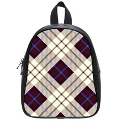 Blue, Purple And White Diagonal Plaids School Bag (small) by ConteMonfrey