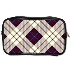 Blue, purple and white diagonal plaids Toiletries Bag (One Side)