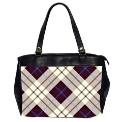 Blue, purple and white diagonal plaids Oversize Office Handbag (2 Sides)