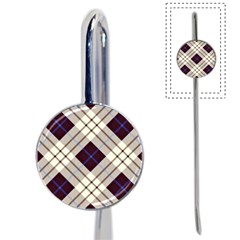 Blue, purple and white diagonal plaids Book Mark