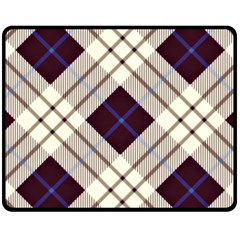 Blue, purple and white diagonal plaids Fleece Blanket (Medium) 