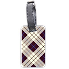 Blue, Purple And White Diagonal Plaids Luggage Tag (one Side) by ConteMonfrey