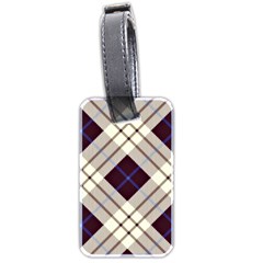 Blue, Purple And White Diagonal Plaids Luggage Tag (two Sides) by ConteMonfrey