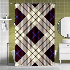 Blue, purple and white diagonal plaids Shower Curtain 48  x 72  (Small) 