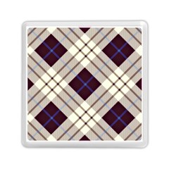 Blue, purple and white diagonal plaids Memory Card Reader (Square)