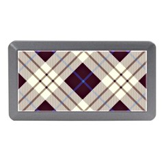 Blue, purple and white diagonal plaids Memory Card Reader (Mini)