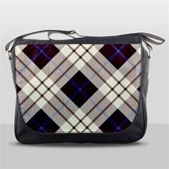 Blue, purple and white diagonal plaids Messenger Bag