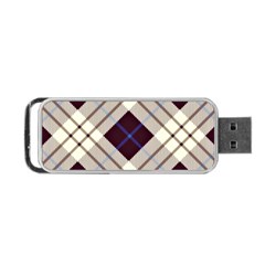 Blue, purple and white diagonal plaids Portable USB Flash (One Side)