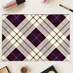 Blue, purple and white diagonal plaids Cosmetic Bag (XXL)