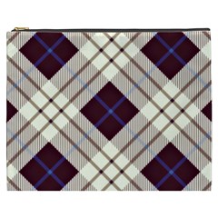 Blue, Purple And White Diagonal Plaids Cosmetic Bag (xxxl) by ConteMonfrey