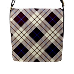 Blue, purple and white diagonal plaids Flap Closure Messenger Bag (L)