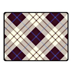 Blue, purple and white diagonal plaids Double Sided Fleece Blanket (Small) 