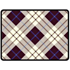 Blue, purple and white diagonal plaids Double Sided Fleece Blanket (Large) 