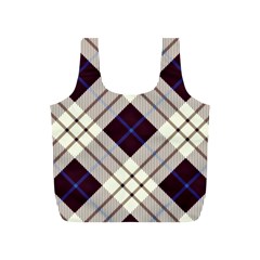 Blue, purple and white diagonal plaids Full Print Recycle Bag (S)